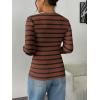 imageZeagoo Fall Sweaters for Women 2024 Casual Long Sleeve Shirts V Neck Pullover Puff Slim Fit TopsBrown Stripes