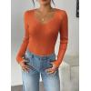 imageZeagoo Fall Sweaters for Women 2024 Casual Long Sleeve Shirts V Neck Pullover Puff Slim Fit TopsCaramel