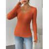 imageZeagoo Fall Sweaters for Women 2024 Casual Long Sleeve Shirts V Neck Pullover Puff Slim Fit TopsCaramel