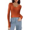 imageZeagoo Fall Sweaters for Women 2024 Casual Long Sleeve Shirts V Neck Pullover Puff Slim Fit TopsCaramel