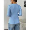 imageZeagoo Fall Sweaters for Women 2024 Casual Long Sleeve Shirts V Neck Pullover Puff Slim Fit TopsClear Blue