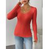 imageZeagoo Fall Sweaters for Women 2024 Casual Long Sleeve Shirts V Neck Pullover Puff Slim Fit TopsFire Red
