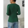 imageZeagoo Fall Sweaters for Women 2024 Casual Long Sleeve Shirts V Neck Pullover Puff Slim Fit TopsGreen