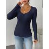 imageZeagoo Fall Sweaters for Women 2024 Casual Long Sleeve Shirts V Neck Pullover Puff Slim Fit TopsNavyblue