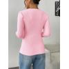 imageZeagoo Fall Sweaters for Women 2024 Casual Long Sleeve Shirts V Neck Pullover Puff Slim Fit TopsPink