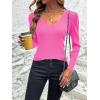 imageZeagoo Fall Sweaters for Women 2024 Casual Long Sleeve Shirts V Neck Pullover Puff Slim Fit TopsRose