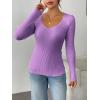 imageZeagoo Fall Sweaters for Women 2024 Casual Long Sleeve Shirts V Neck Pullover Puff Slim Fit TopsTaro