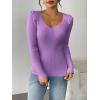 imageZeagoo Fall Sweaters for Women 2024 Casual Long Sleeve Shirts V Neck Pullover Puff Slim Fit TopsTaro