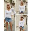 imageZeagoo Fall Sweaters for Women 2024 Casual Long Sleeve Shirts V Neck Pullover Puff Slim Fit TopsWhite