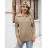 imageZeagoo Womens 2024 V Neck Striped Sweater Long Sleeve Oversized Fashion Knitted Pullover Fall Sweaters TopsKhaki