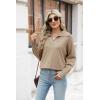 imageZeagoo Womens 2024 V Neck Striped Sweater Long Sleeve Oversized Fashion Knitted Pullover Fall Sweaters TopsKhaki