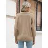 imageZeagoo Womens 2024 V Neck Striped Sweater Long Sleeve Oversized Fashion Knitted Pullover Fall Sweaters TopsKhaki