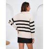 imageZeagoo Womens 2024 V Neck Striped Sweater Long Sleeve Oversized Fashion Knitted Pullover Fall Sweaters TopsStriped  Apricot