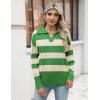imageZeagoo Womens 2024 V Neck Striped Sweater Long Sleeve Oversized Fashion Knitted Pullover Fall Sweaters TopsStriped  Green