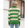 imageZeagoo Womens 2024 V Neck Striped Sweater Long Sleeve Oversized Fashion Knitted Pullover Fall Sweaters TopsStriped  Green