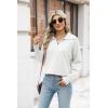 imageZeagoo Womens 2024 V Neck Striped Sweater Long Sleeve Oversized Fashion Knitted Pullover Fall Sweaters TopsWhite