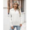 imageZeagoo Womens 2024 V Neck Striped Sweater Long Sleeve Oversized Fashion Knitted Pullover Fall Sweaters TopsWhite