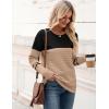 imageZeagoo Womens 2025 Fall Sweaters Casual Long Sleeve Crew Neck Ribbed Knit Side Slit Pullover SweaterColorblock Pat5