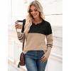 imageZeagoo Womens 2025 Fall Sweaters Casual Long Sleeve Crew Neck Ribbed Knit Side Slit Pullover SweaterColorblock Pat5