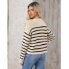 imageZeagoo Womens Crew Neck Cropped Sweater 2024 Fall Long Sleeve Chunky Knit Pullover Sweater TopsStriped Beige
