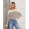 imageZeagoo Womens Crew Neck Cropped Sweater 2024 Fall Long Sleeve Chunky Knit Pullover Sweater TopsStriped Beige