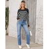 imageZeagoo Womens Crew Neck Cropped Sweater 2024 Fall Long Sleeve Chunky Knit Pullover Sweater TopsStriped Black