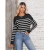 imageZeagoo Womens Crew Neck Cropped Sweater 2024 Fall Long Sleeve Chunky Knit Pullover Sweater TopsStriped Black