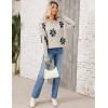 imageZeagoo Womens Crew Neck Cropped Sweater 2024 Fall Long Sleeve Chunky Knit Pullover Sweater TopsWhiteflower