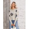 imageZeagoo Womens Crew Neck Cropped Sweater 2024 Fall Long Sleeve Chunky Knit Pullover Sweater TopsWhiteflower
