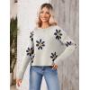 imageZeagoo Womens Crew Neck Cropped Sweater 2024 Fall Long Sleeve Chunky Knit Pullover Sweater TopsWhiteflower