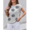 imageZeagoo Womens Sweater Vest Fall 2024 Loose Fit Cape Sleeve Knit Ribbed Tank Tops with Front Pocket SXXLBlack Flower