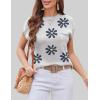 imageZeagoo Womens Sweater Vest Fall 2024 Loose Fit Cape Sleeve Knit Ribbed Tank Tops with Front Pocket SXXLBlack Flower