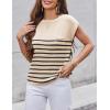imageZeagoo Womens Sweater Vest Fall 2024 Loose Fit Cape Sleeve Knit Ribbed Tank Tops with Front Pocket SXXLBlack Stripe
