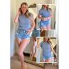 imageZeagoo Womens Sweater Vest Fall 2024 Loose Fit Cape Sleeve Knit Ribbed Tank Tops with Front Pocket SXXLClear Blue