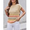 imageZeagoo Womens Sweater Vest Fall 2024 Loose Fit Cape Sleeve Knit Ribbed Tank Tops with Front Pocket SXXLMulticolord Stripe