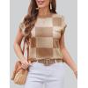 imageZeagoo Womens Sweater Vest Fall 2024 Loose Fit Cape Sleeve Knit Ribbed Tank Tops with Front Pocket SXXLPlaid