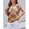 imageZeagoo Womens Sweater Vest Fall 2024 Loose Fit Cape Sleeve Knit Ribbed Tank Tops with Front Pocket SXXLPlaid
