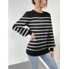 imageZeagoo Womens Sweaters Fall 2024 Fashion Trendy Long Sleeve Sweaters Ribbed Knit Winter Outfits Puff Pullover Jumper TopsB Black Stripe