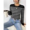 imageZeagoo Womens Sweaters Fall 2024 Fashion Trendy Long Sleeve Sweaters Ribbed Knit Winter Outfits Puff Pullover Jumper TopsB Black Stripe