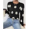 imageZeagoo Womens Sweaters Fall 2024 Fashion Trendy Long Sleeve Sweaters Ribbed Knit Winter Outfits Puff Pullover Jumper TopsB Floral Black