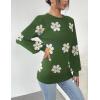 imageZeagoo Womens Sweaters Fall 2024 Fashion Trendy Long Sleeve Sweaters Ribbed Knit Winter Outfits Puff Pullover Jumper TopsB Floral Green