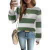 imageZeagoo Womens Sweaters Fall 2024 Fashion Trendy Long Sleeve Sweaters Ribbed Knit Winter Outfits Puff Pullover Jumper TopsB White Green