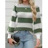 imageZeagoo Womens Sweaters Fall 2024 Fashion Trendy Long Sleeve Sweaters Ribbed Knit Winter Outfits Puff Pullover Jumper TopsB White Green