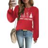 imageZeagoo Womens Sweaters Fall 2024 Fashion Trendy Long Sleeve Sweaters Ribbed Knit Winter Outfits Puff Pullover Jumper TopsChristmas Tree Red