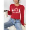 imageZeagoo Womens Sweaters Fall 2024 Fashion Trendy Long Sleeve Sweaters Ribbed Knit Winter Outfits Puff Pullover Jumper TopsChristmas Tree Red