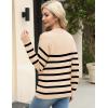 imageZeagoo Womens Sweaters Trendy Fashion Long Sleeve Sweaters Off Shoulder Crochet V Neck Knit Pullover Tops OutfitsApricot Sripe