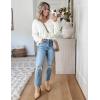 imageZeagoo Womens Sweaters Trendy Fashion Long Sleeve Sweaters Off Shoulder Crochet V Neck Knit Pullover Tops OutfitsBbeige