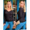 imageZeagoo Womens Sweaters Trendy Fashion Long Sleeve Sweaters Off Shoulder Crochet V Neck Knit Pullover Tops OutfitsBblack