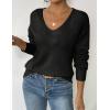 imageZeagoo Womens Sweaters Trendy Fashion Long Sleeve Sweaters Off Shoulder Crochet V Neck Knit Pullover Tops OutfitsBblack