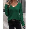 imageZeagoo Womens Sweaters Trendy Fashion Long Sleeve Sweaters Off Shoulder Crochet V Neck Knit Pullover Tops OutfitsBgreen